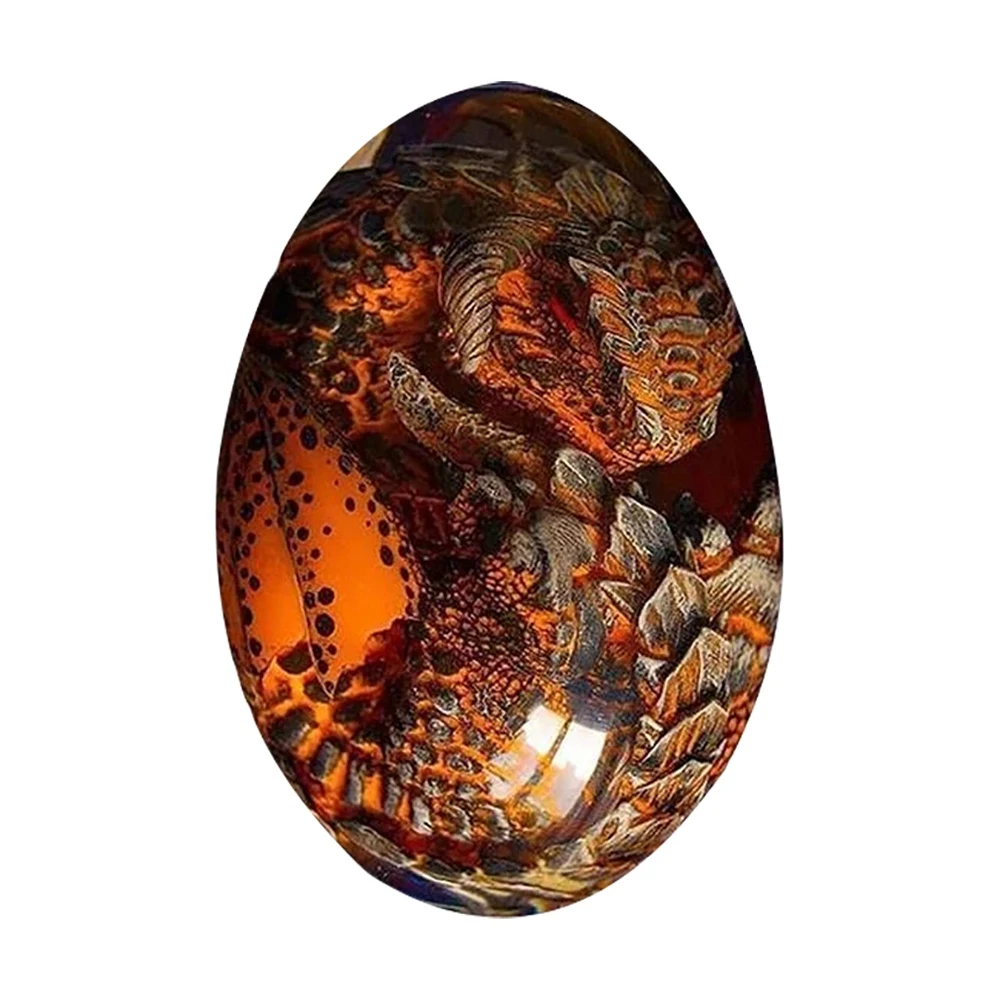 

Dream Crystal Transparent Dragon Egg-Resin Sculpture Desktop Ornaments Art Decor -Red