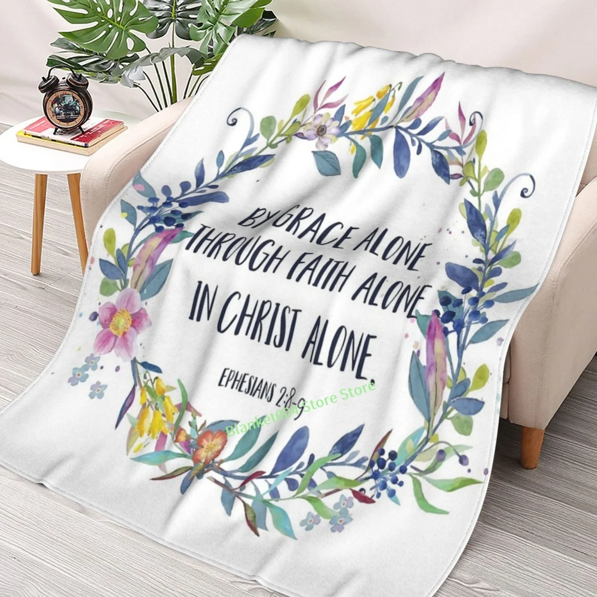 

By Grace Alone - Christian Quote Throw Blanket 3D printed sofa bedroom decorative blanket children adult Christmas gift