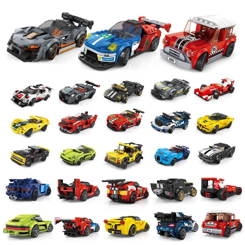 

Racing Vehicle Building Block DIY Small Particle Bricks Sports Speed Champion Racer City Car Educational Toys Free Shipping