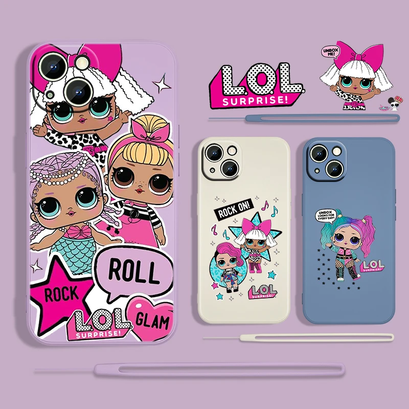 

LOL Surprise Doll Girl For Apple iPhone 13 12 Mini 11 Pro XS MAX XR X 8 7 6S SE Plus Liquid Rope Silicone Phone Case Capa Cover