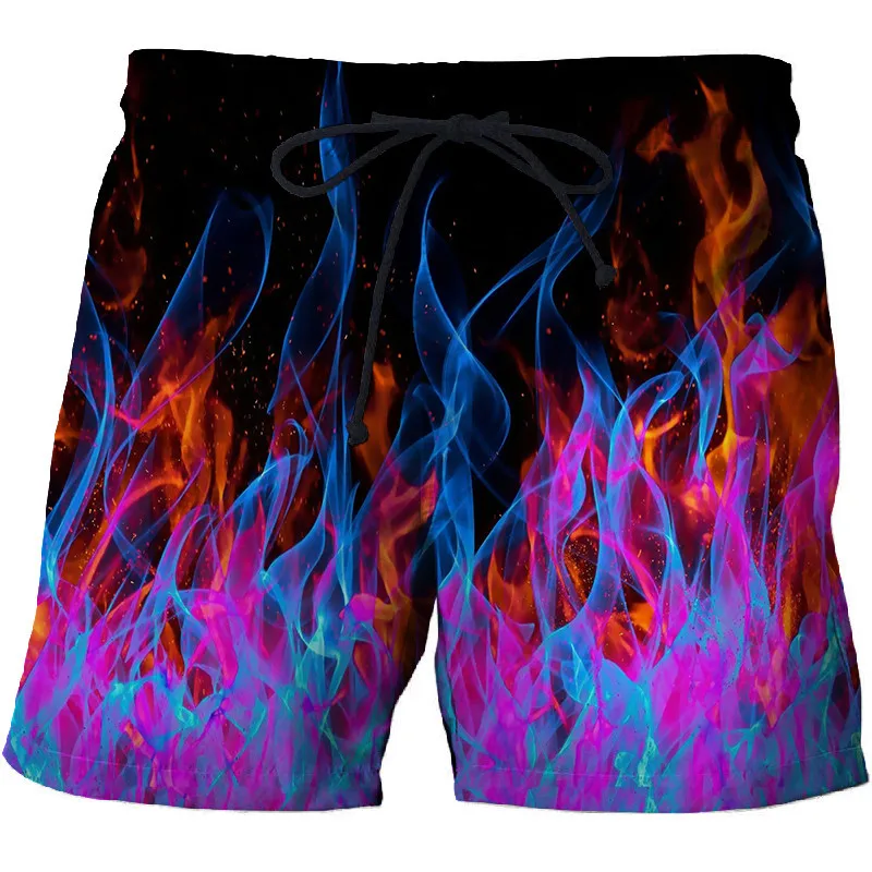 

2021 men Flame Graphic Beach Pants 3D printed quick-drying shorts Mens shorts Casual sports pants Bermuda shorts Swimming trunks