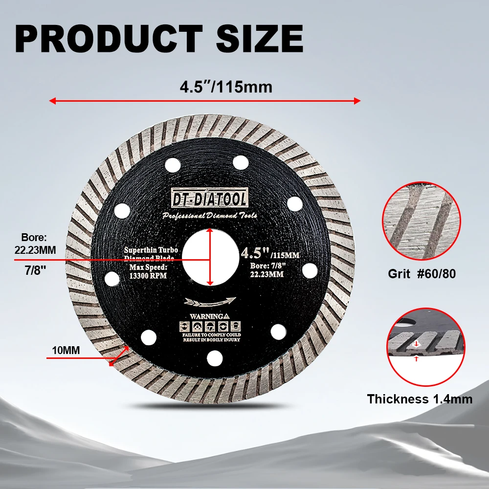 DT-DIATOOL Алмазный отрезной диск, резак для плитки, турбопилы, диск для угловой шлифовальной машины, керамическая плитка, керамогранит, режущая пластина