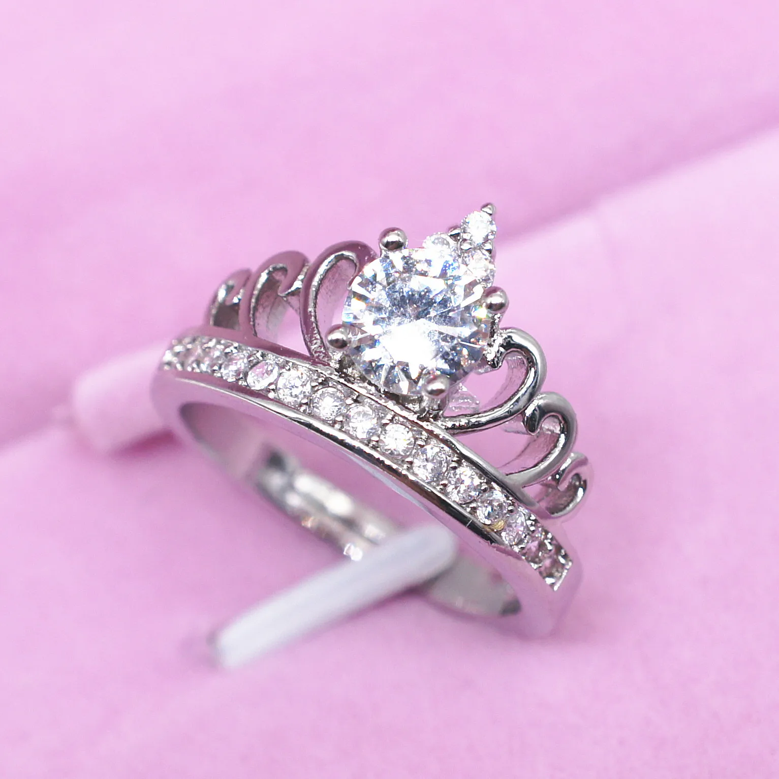 

S925 Стерлинговое Серебро, новая корона, циркониевое кольцо, ювелирные изделия с одним бриллиантом, модные европейские и американские ювелирные изделия, обручальное кольцо