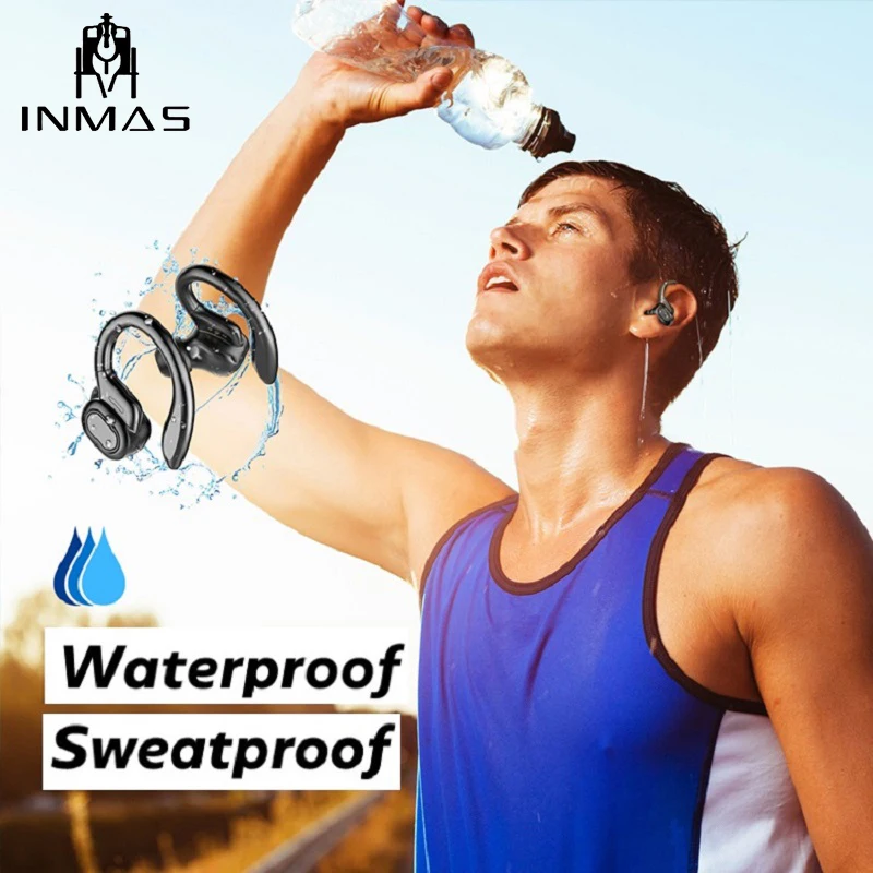 

Noise Reduction Sport Earbuds Touch Control Wireless Earphones Waterproof Hanging Headphone Headset With Charging Case