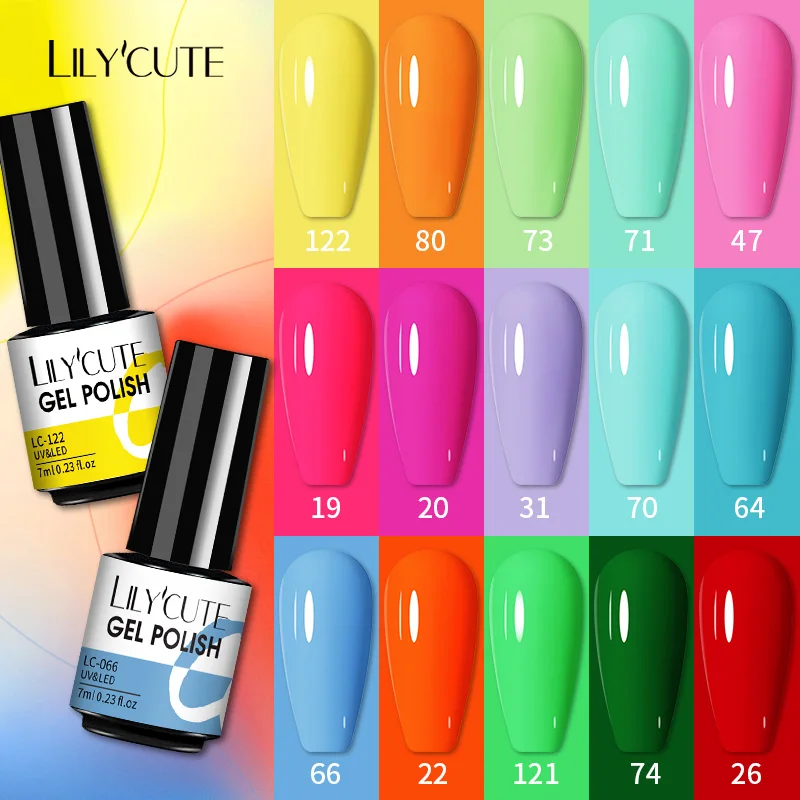 

LILYCUTE 7ML Nail Gel Polish Summer Colors Semi Permanent Soak Off UV LED Matte Top Coat Gel Manicure Nail Art Gel Polish