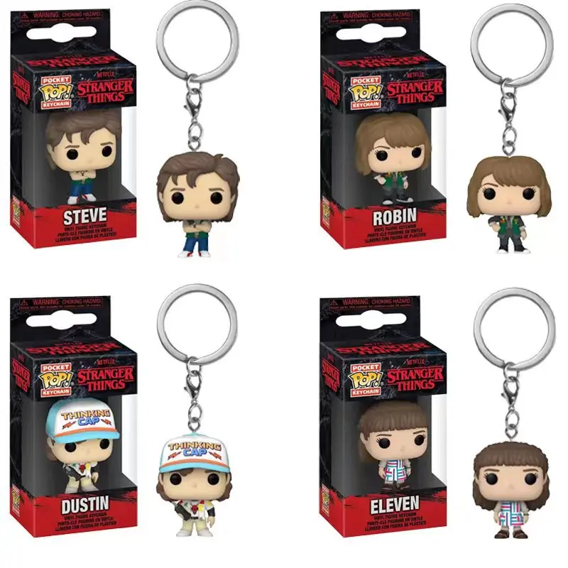 

TV Show Stranger Things Keychain Eleven Dustin Henderson Cartoon Cosplay Jewelry PVC Anime Action Figure Keychain Fans Gift