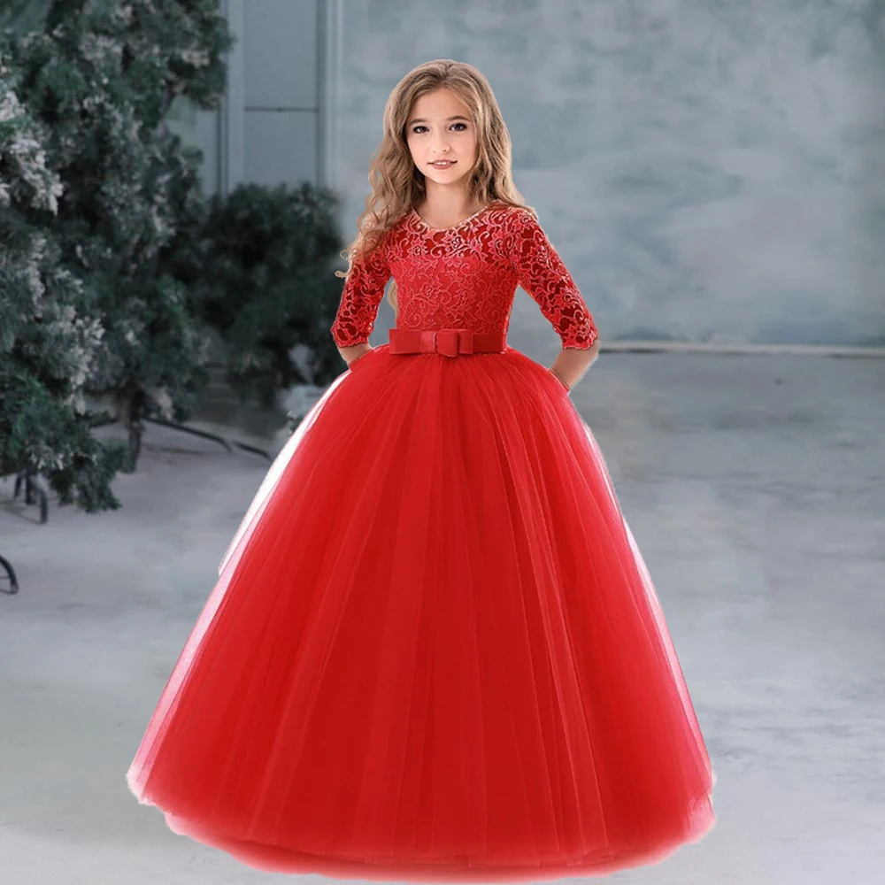 

Girls Dress White Princess Party Dresses Elegant Wedding Gown Vestidos Birthday Clothes for 4 6 8 9 10 Yrs Children Dress Girls