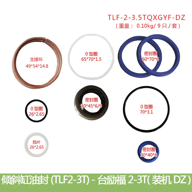 

Forklift Parts Tilt Cylinder Oil Seal Repair Kit Seal Ring Suitable for Taiwan Lifu 2-3T