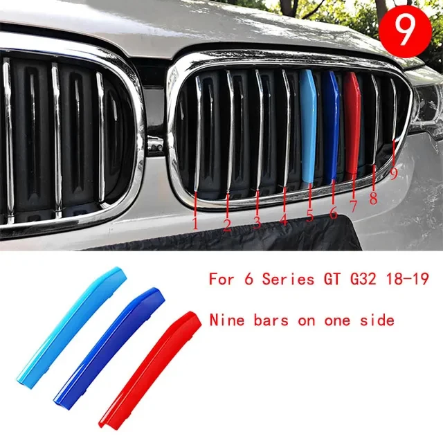 

Для BMW 3 4 5 7 серии 3GT 5GT 6GT F30 F34 F36 F10 G30 G11 G20 G32 M 3-цветная передняя решетка радиатора, накладка на решетку радиатора