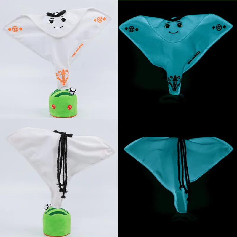 

2022 Qatar World Cup Mascot La'eeb Cape Cloak Luminous Doll Plush Toy With Music Soccer Lovers Souvenir Collection Plushies Gift