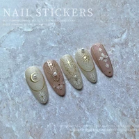laser gilding moon sun star occult semiotics pattern nail art decorations gold realistic manicure nail decals polish stickers