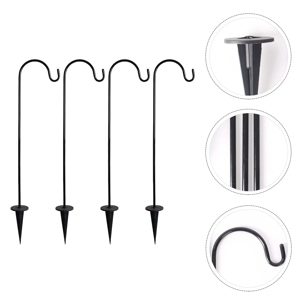 

4 Pcs Outdoor Flags Garden Stake Hanger Shepherd Stakes Heavy Duty Coat Hangers Hook Hanging Planter Hooks Rack Iron Floor Plug