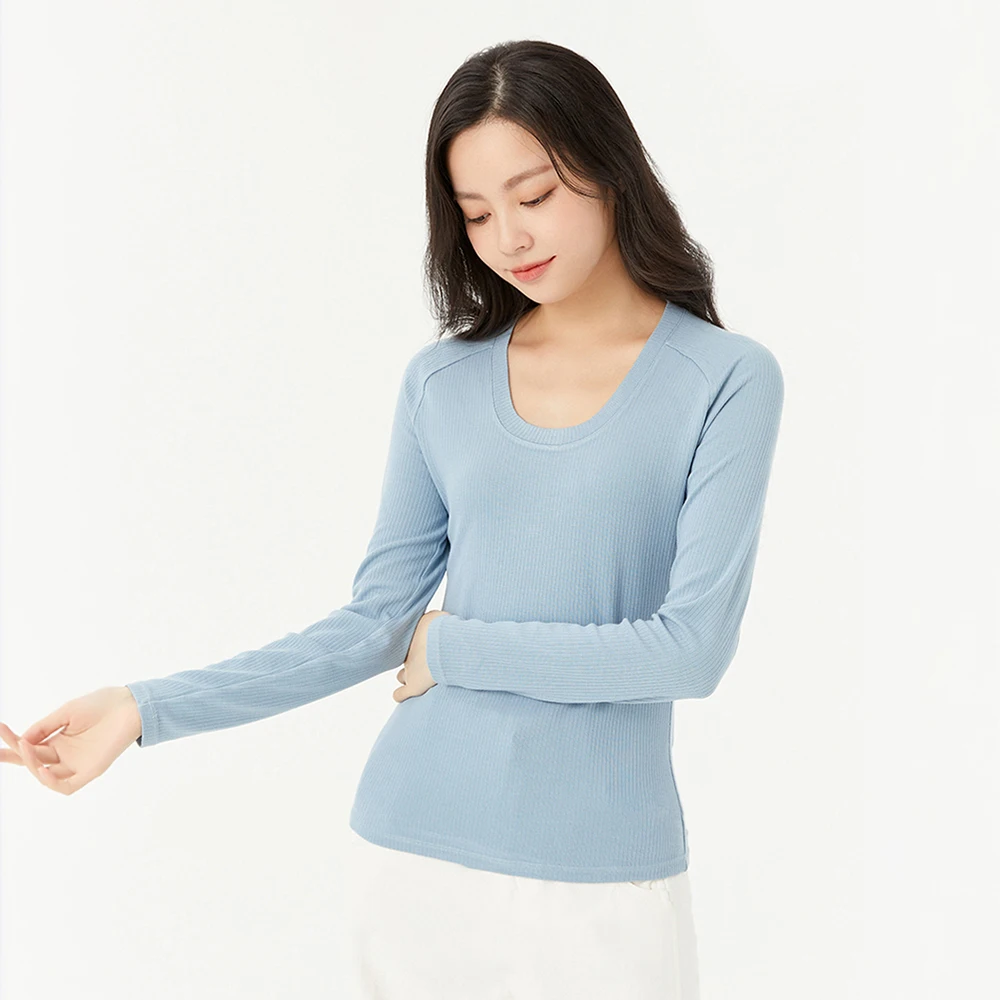 Ohsunny Women Thermal Underwear Tops Autumn Winter Warm Viscose Nylon Spandex Slim Corset U-Neck Long Sleeve Female Ladies Shirt