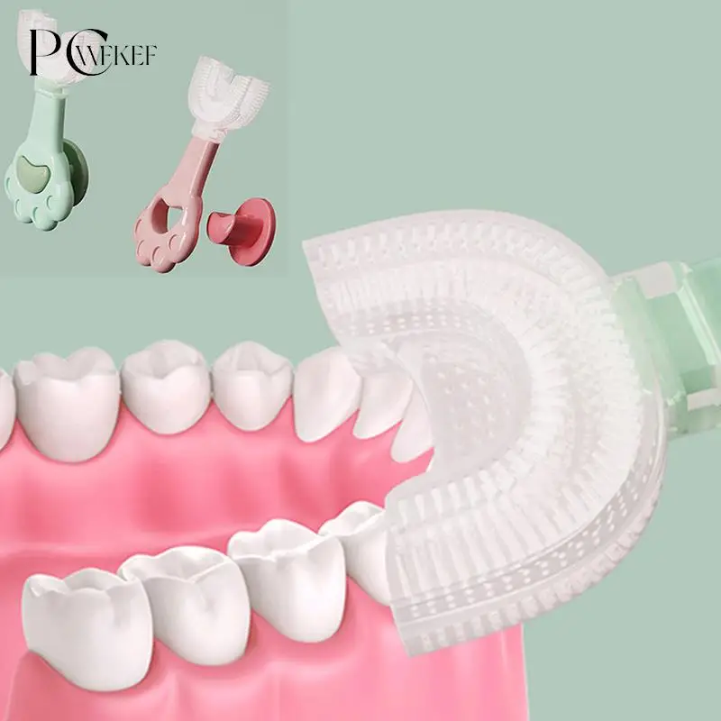 

Cute ​2-12 Old U-shape Toothbrush 360° U Kids Silicone Toothbrush Cleansing Massage Toothbrush U Type Modeling Toothbrush Oral