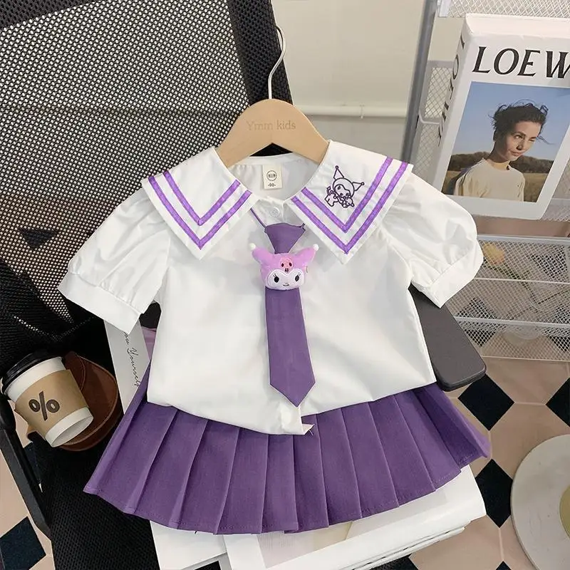 Новинка Детский комплект униформы Sanrio Kuromi Jk рубашка с короткими рукавами и