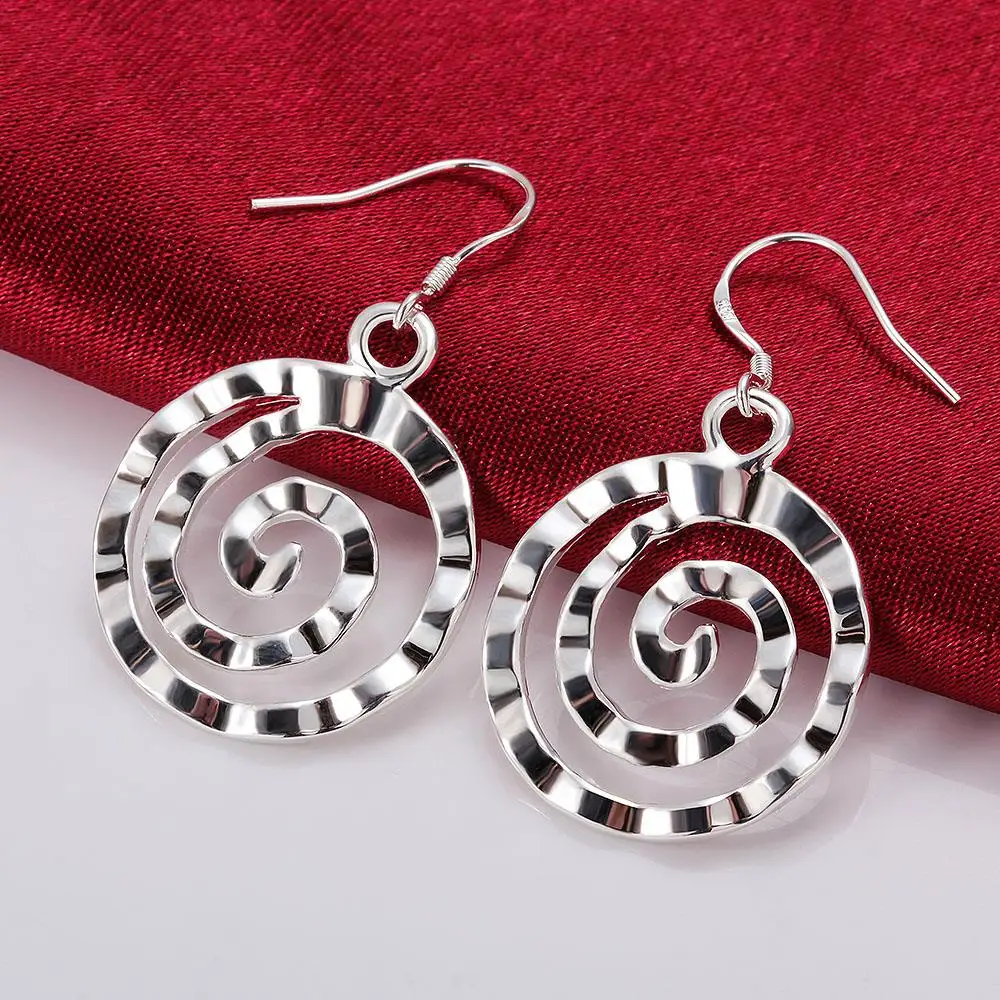 

Factory direct sales 925 Stamp Silver color Earrings for Women temperament new Jewelry will circle drop birthday gifts