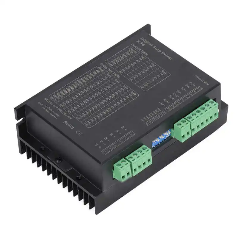 

Драйвер шагового двигателя, 2 фазы, разрешение от 400 до 51200 шагов на вращение, контроллер шагового двигателя для NEMA 56 60 DC24-80V