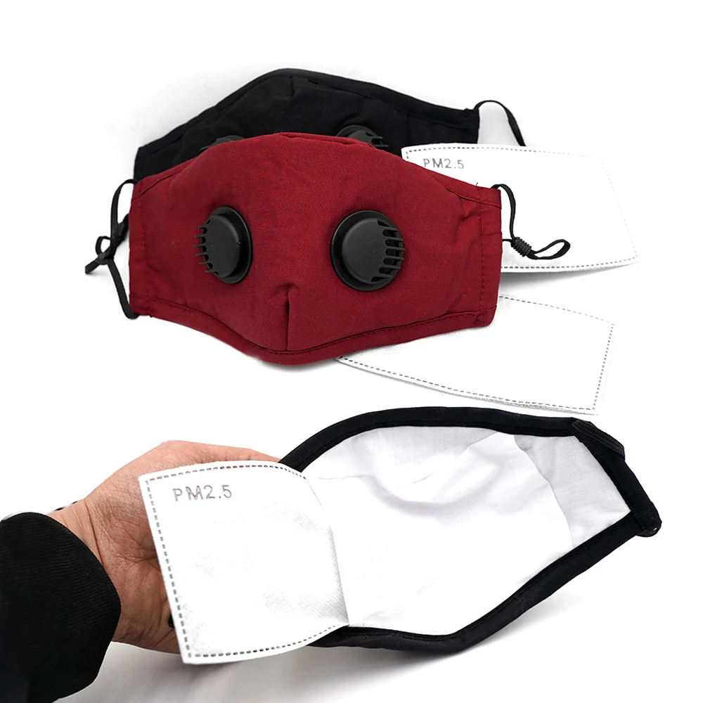 Tcare Fashion Double Breathing Valve Anti Dust Face Mouth Mask Wirh PM 2.5 Activated Carbon Filter Washable Reusable Cotton | Красота и