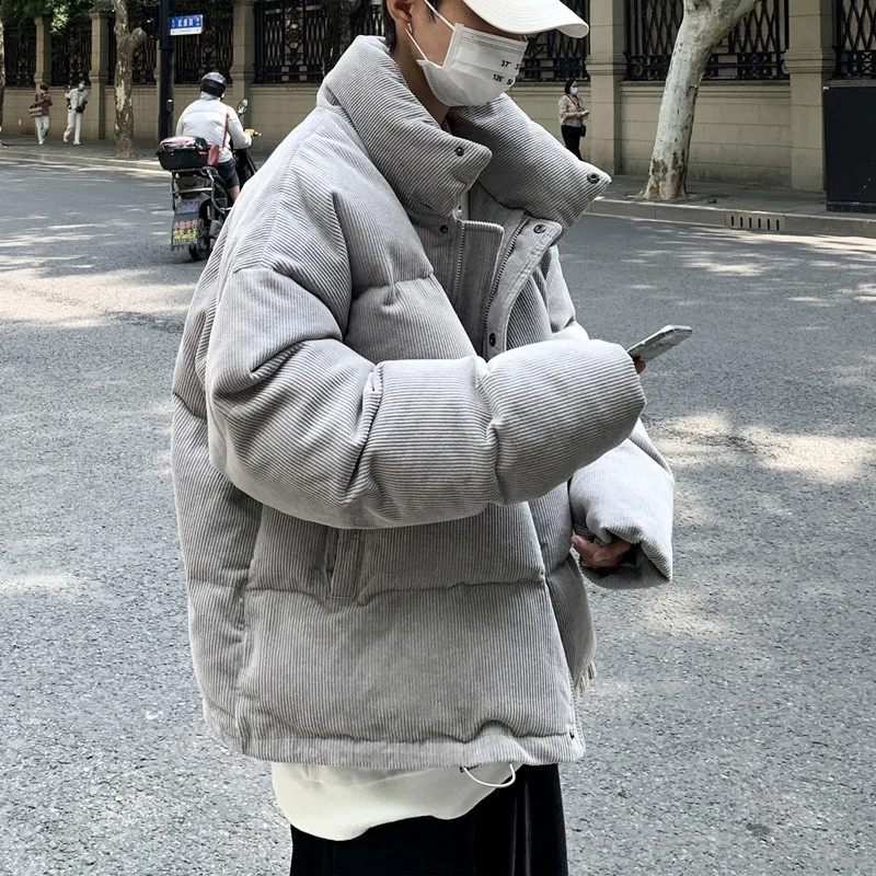Winter Jacket Men Warm Fashion Oversized Thicken Corduroy Jackets Mens Streetwear Korean Loose Thick Short Coat Men Clothes