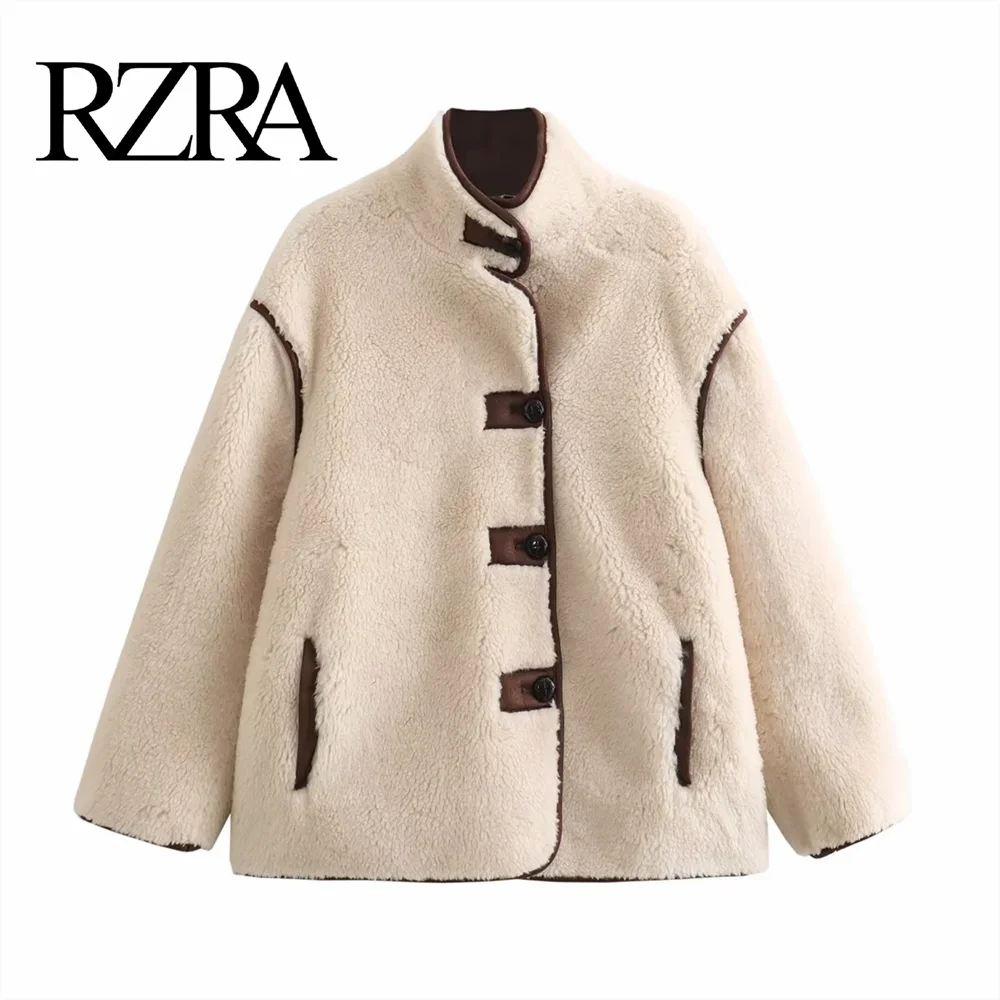 Интегрированная шуба из овечьего меха RZRA осенне-зимняя теплая с толстым