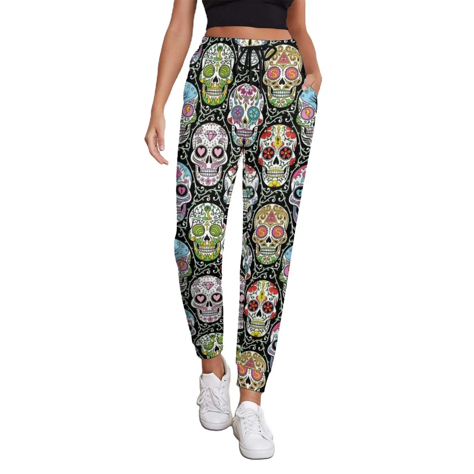 

Colorful Skeleton Jogger Pants Mexican Sugar Skull Casual Big Size Sweatpants Spring Female Graphic Hippie Trousers