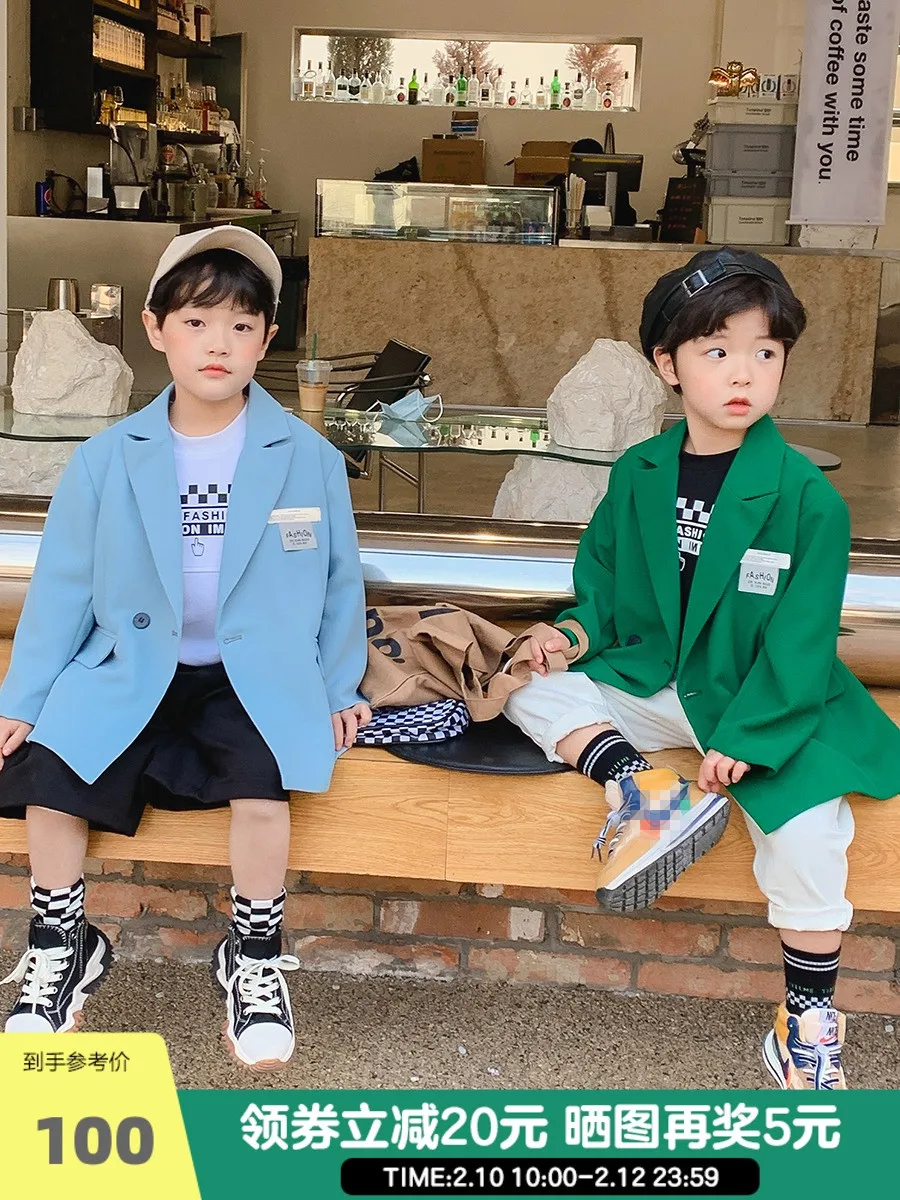 

Детская одежда костюм для мальчиков пальто Новинка Весна 2022 модная детская одежда среднего и большого размера детский жареный уличный Топ