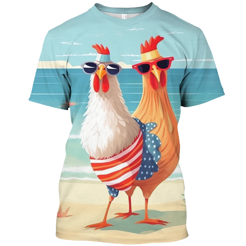 

Футболка мужская оверсайз с забавным животным, модная тенниска с 3D-принтом курицы, модная уличная одежда с короткими рукавами, топы, рубашки в стиле унисекс, на лето
