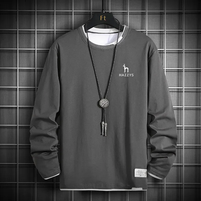 

2023 Autumn Golf Clothing Men's Golf Apparel New Golf Shirt Men's Sweater Fake Two Long-sleeved T-shirt Korean Fashion Base Coat