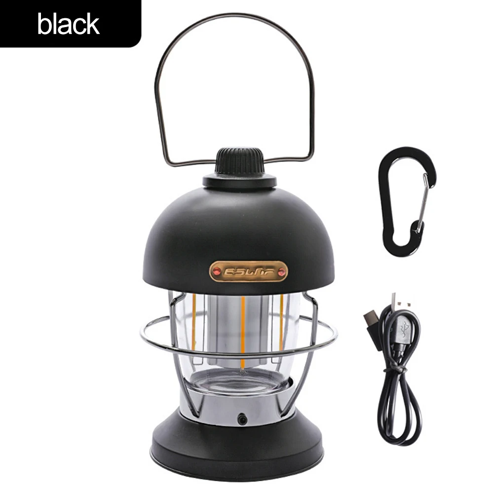 

Camping Portable Retro Lantern Vintage Tent Lighting Lantern USB Rechargeable LED Lanterns Lamp Hanging Emergency Outdoor Light