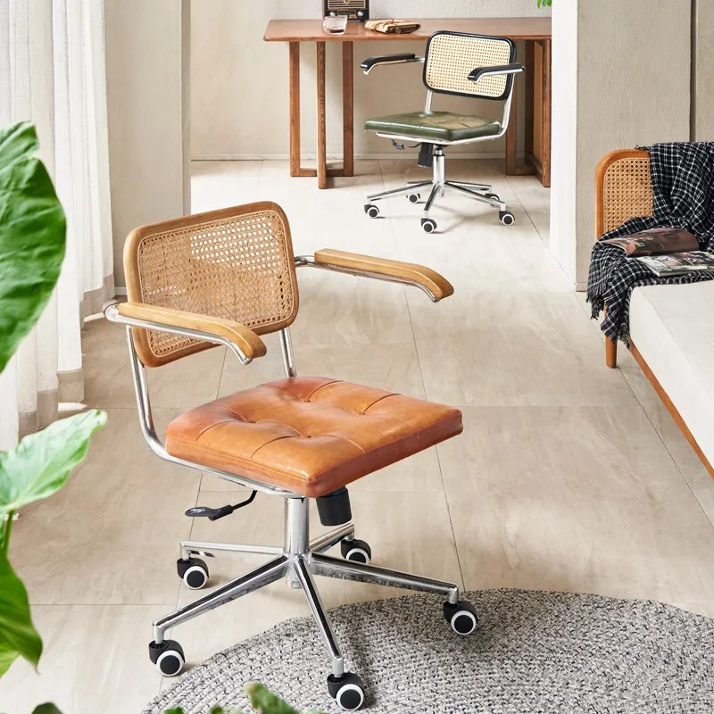 

Офисное кресло из ротанга, современный минималистичный подъемный компьютерный стул, спинка, стул для гостиной с длинным сиденьем, кровать и завтрак