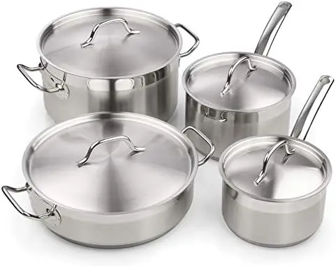 

Stainless Steel Cookware Set 8PC, 8 PC, Silver Plate for cooking Accesorios freidora Molde para hornear Round cake pan for bakin