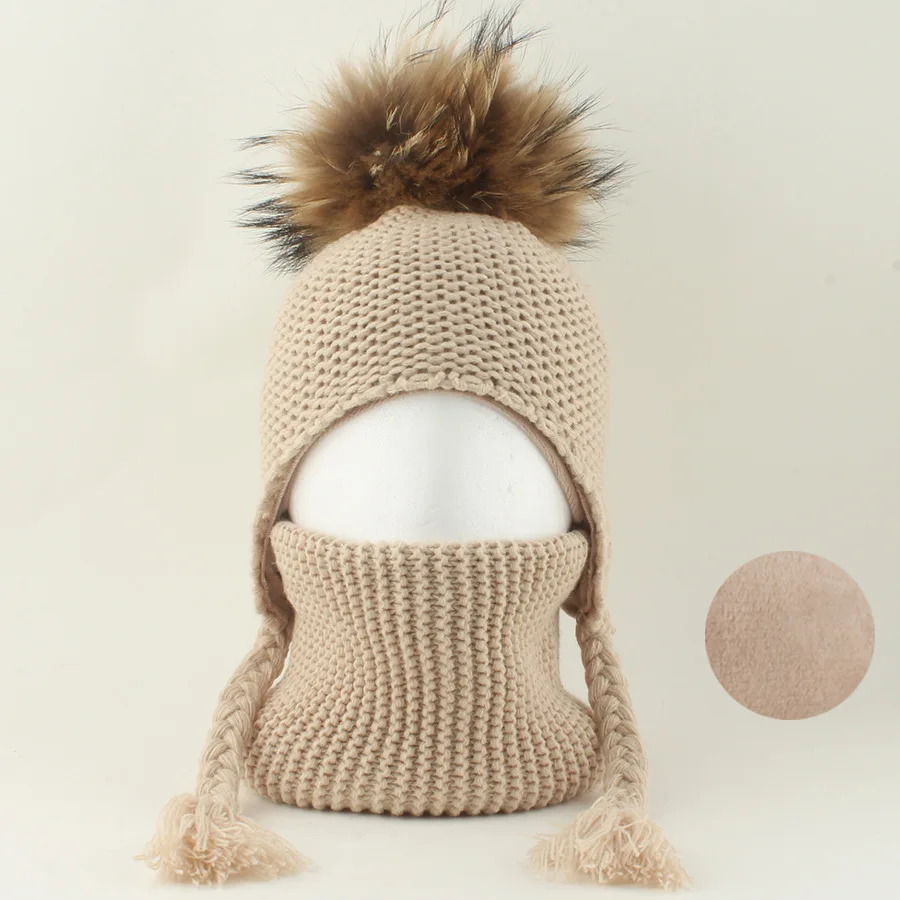 Фото Кепка на голову Hugger Toque, чулки, часы, детская натуральная меховая шапка, шарф, осень-зима, флисовая теплая шапка для мальчиков и девочек, 2 м70 №3