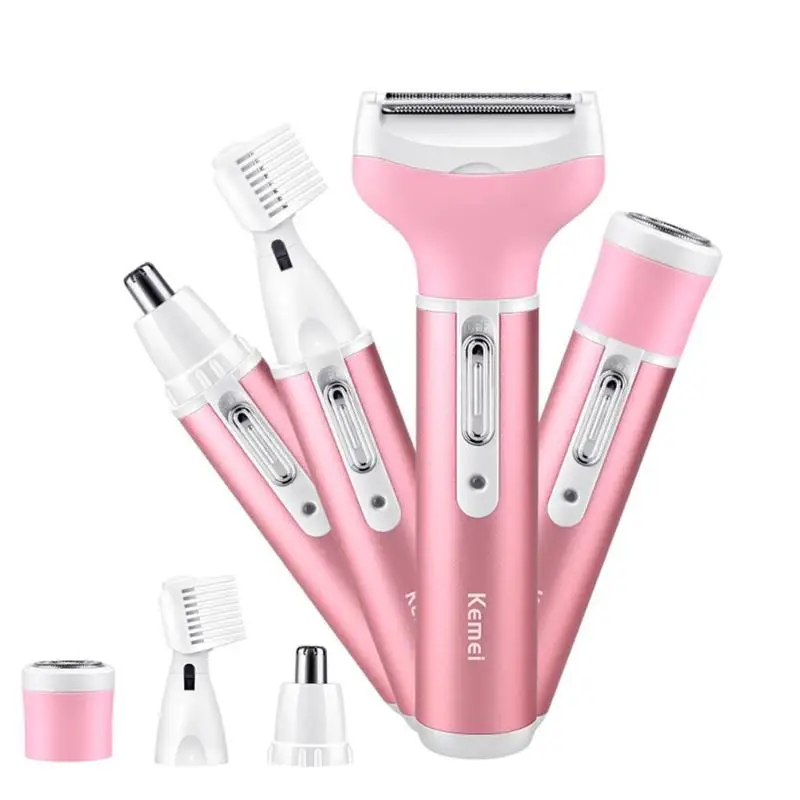 

Kemei KM-6637 Electric Shaver 4 in 1 Rechargeable Hair Trimmer Women Hair Removal Machine Epilator Eyebrow Nose Trimmer Razor