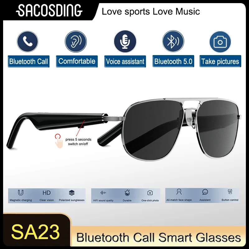 

2023 Camera Control Audio Smart Glasses HD Bluetooth Call Voice Assistant Listen Music Glasses Smart Sports Polarized Sunglasses