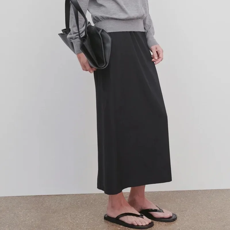 LUXURY-Женская Минималистичная юбка с высокой талией тонкая черная выше колена