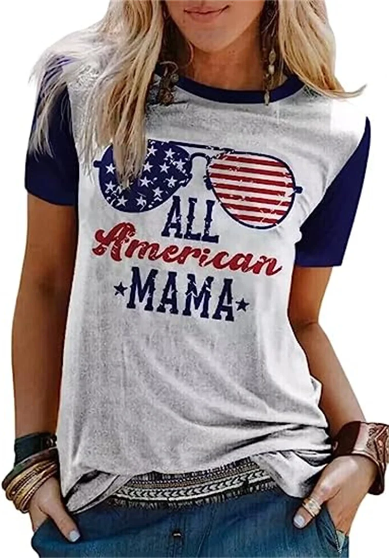 

Футболка с надписью «All American Mama» и изображением скелета