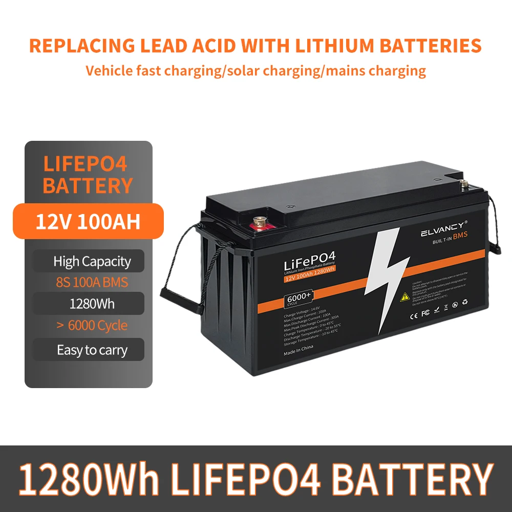 

12V 100AH 200ah 300ah LiFePO4 Battery pack 12.8V Lithium Power Batteries For RV Campers Golf Cart Off-Road Off-grid Solar Wind