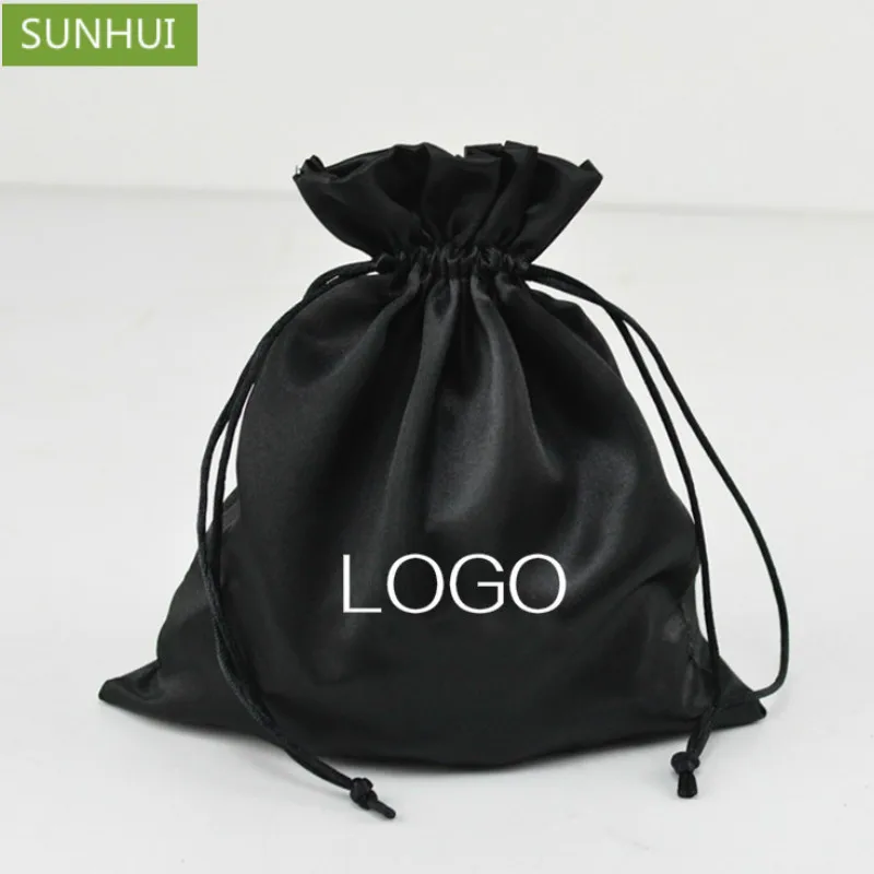 

50PCS Smoothly Satin Hair Bag Jewelry Cosmetic Makeup Packaging Silk Drawstring Pouch Party Gift Wrapping Storage Sachet Print