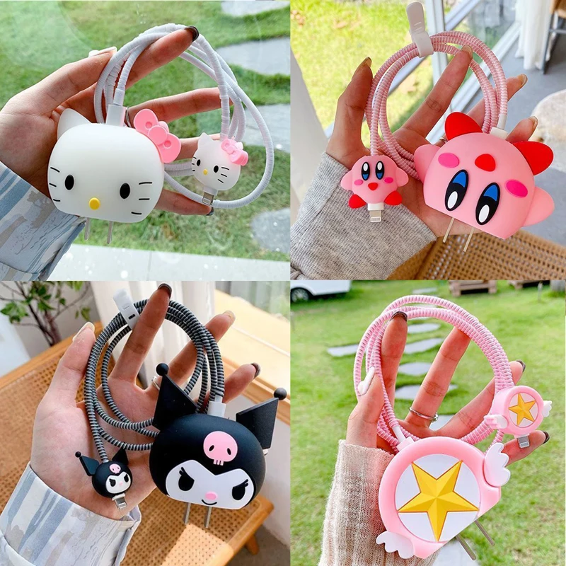 

Kawaii Star Kirby Charger Protective Sleeve Sanrio Melody Kuromi Anti-Break Apple 20W Iphone13 Data Cable Winding Rope Data Line