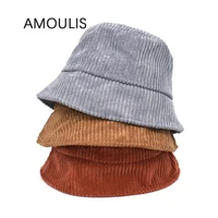 amoulis fall winter corduroy bucket hats for women fashion mens fisherman hat casual ladies beach caps retro panama hat unisex