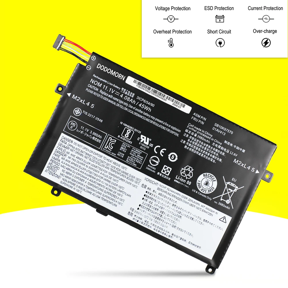 01AV412 01AV413 Аккумулятор для ноутбука Lenovo ThinkPad E470 E470C E475 SB10K97568 SB10K97569 SB10K97570 01AV411 11 1 В 45
