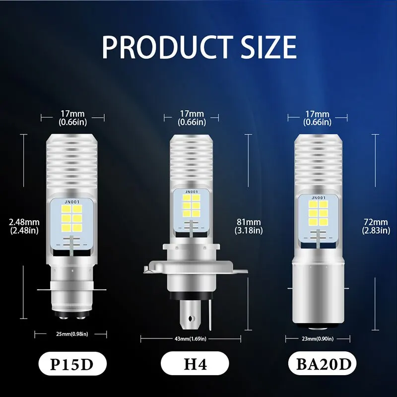 Светодиодная фара для мотоцикла H4 BA20D H6 P15D 2835 12SMD 6000K