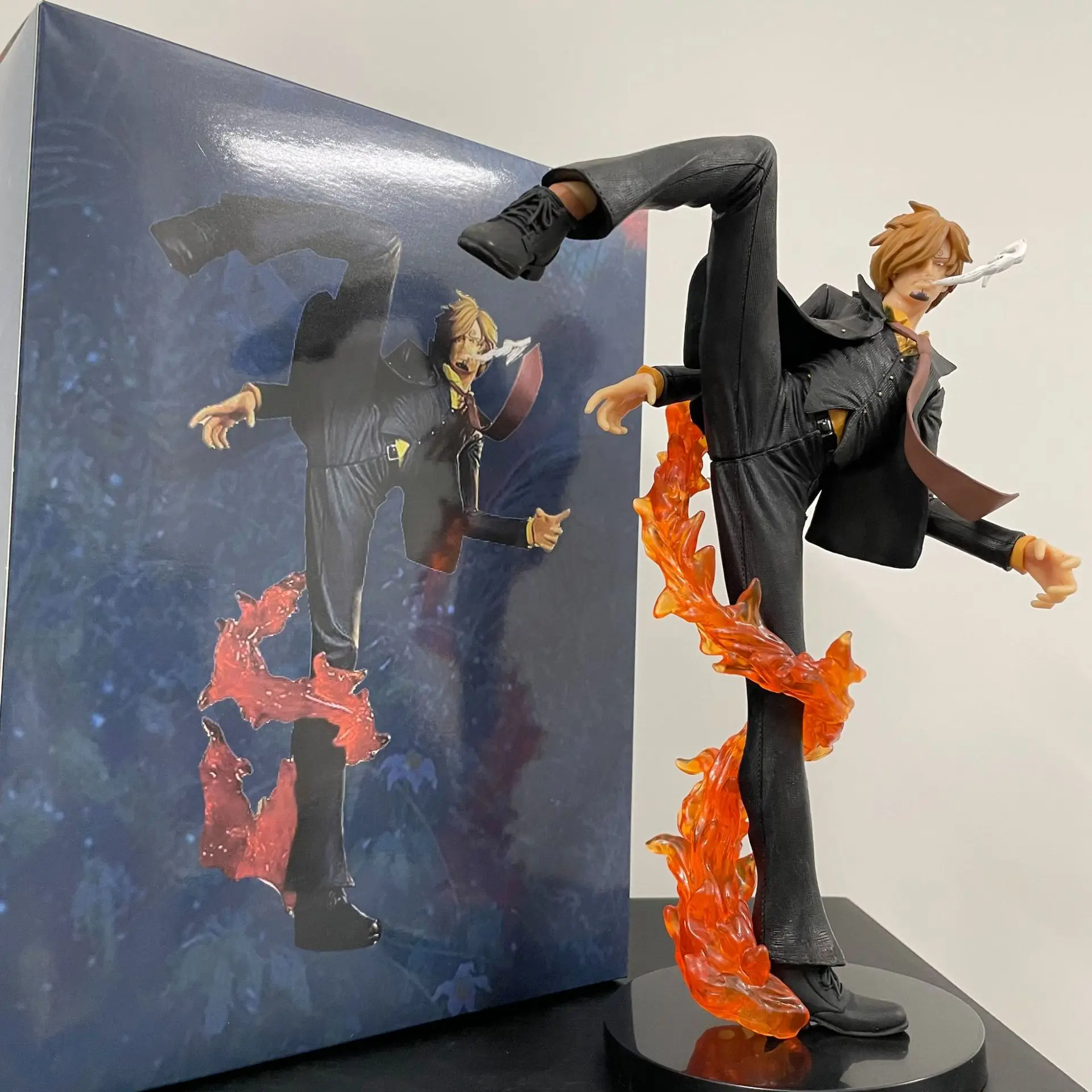 

26cm Anime One Piece Sanji Sculpture Black Leg Fire Battle Version Pvc Collectible Onepiece Action Figure Model Children's Toys