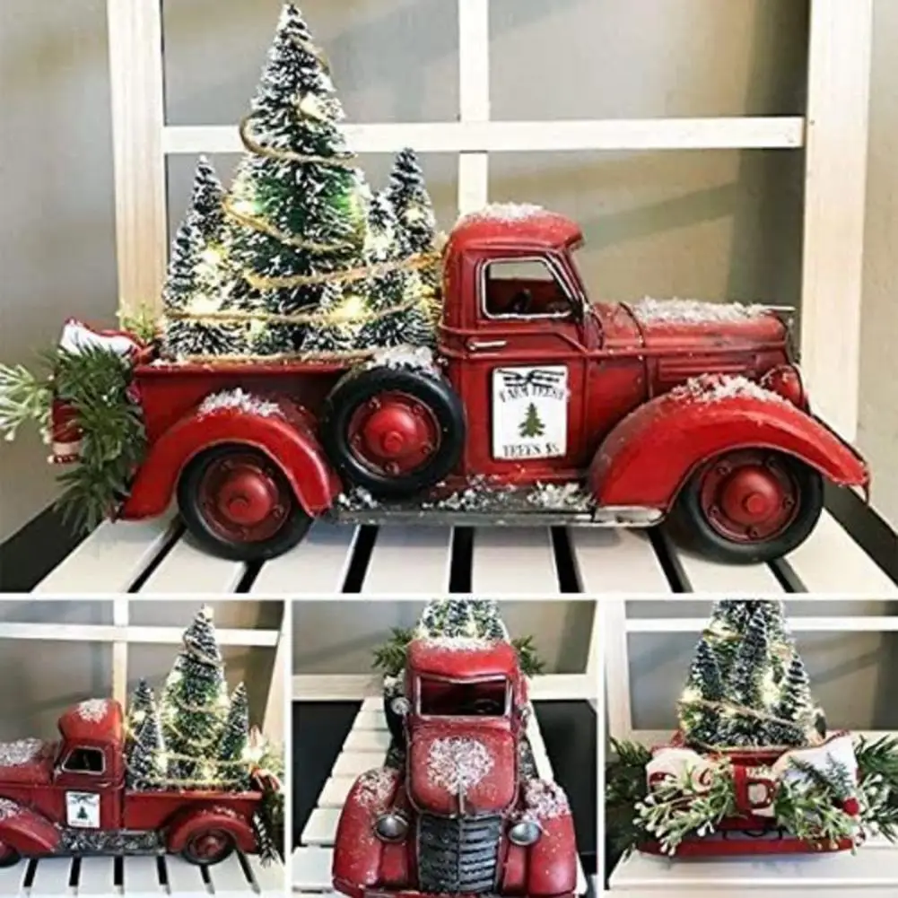 

1 Set Truck Car Model Decorative Festival Synthetic Resin Xmas Desktop Miniature Truck Ornament for Christmas