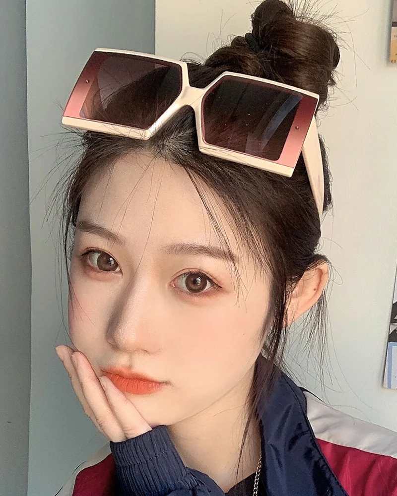 

Square Cut Edge Large Frame European and American Sunshade Sunglasses 2022 New Fashion Sunglasses Beach Glasses