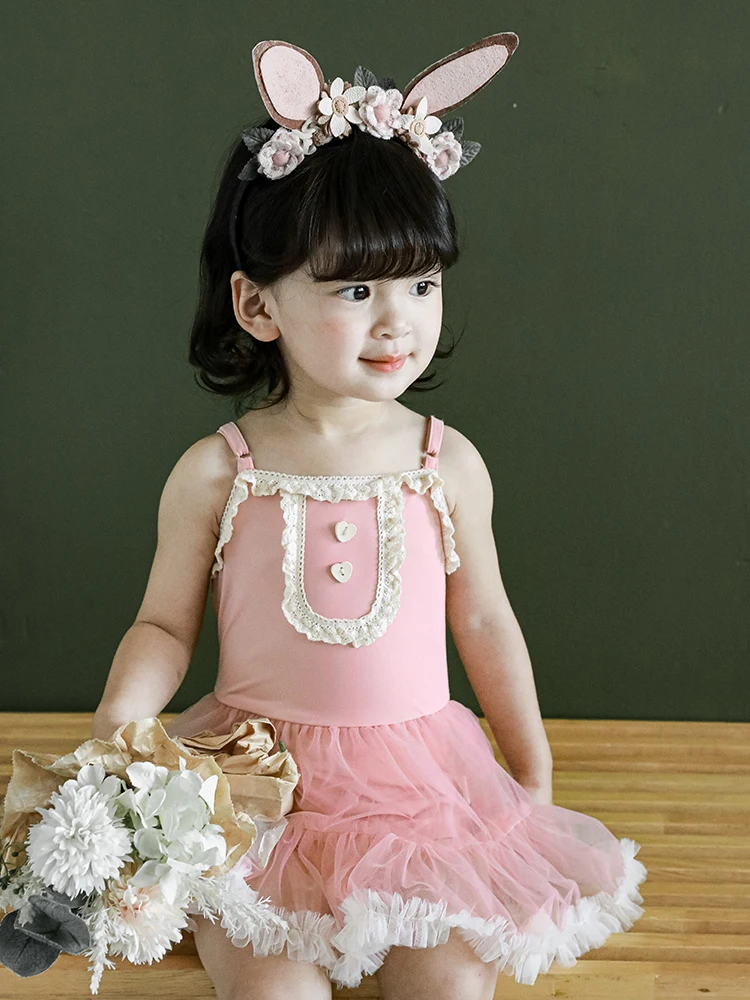 

Girls Summer Cute Swimsuit Skirt Lace Heart-Shaped Baby New Mesh Swimming Close-Fitting Elastic Swimsuit