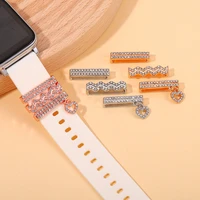 silicone strap decoration for apple watch band 41mm 45mm 44mm 40mm diamond jewelry charms bracelet iwatch seires 7 6 5 4 3 se