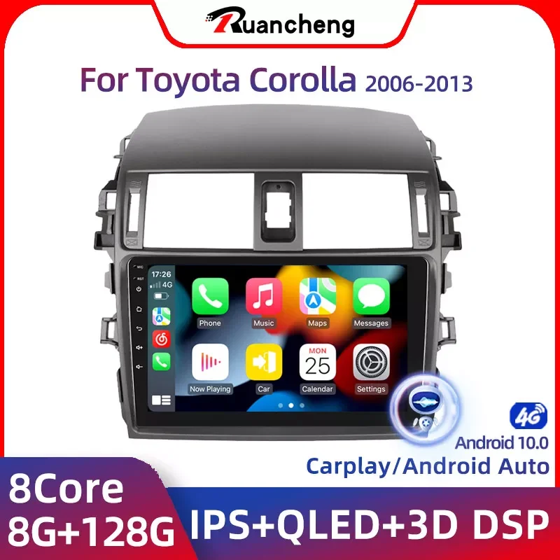 

NEW2023 Ruancheng For Toyota Corolla 10 E140 E150 2006 - 2013 Car Radio Multimedia Video Player Navigation stereo GPS Android 10
