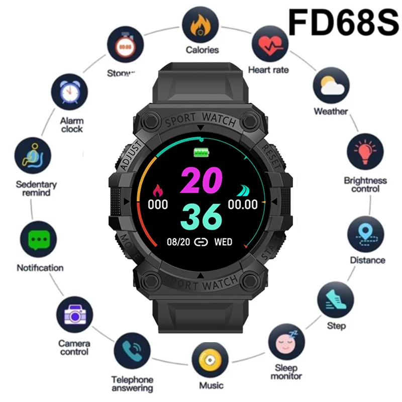 

FD68S умные часы для мужчин и женщин с сенсорным экраном спортивные фитнес-браслеты наручные часы водонепроницаемые для Android Ios умные часы