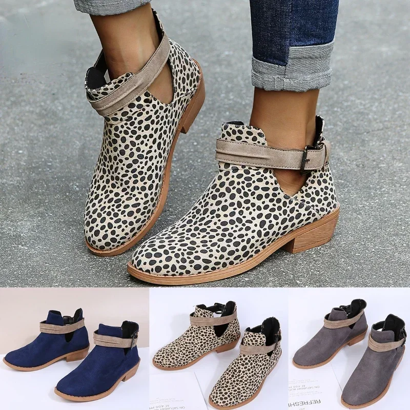 

Женские ботильоны на квадратном каблуке, винтажная кожаная обувь, женская осенняя повседневная короткая обувь с ремешком с пряжкой и круглым носком, женская обувь, Размеры 35-43